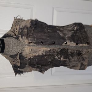 Distressed studded vest